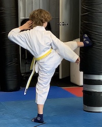 eastside taekwondo yellow stripe kicking practice